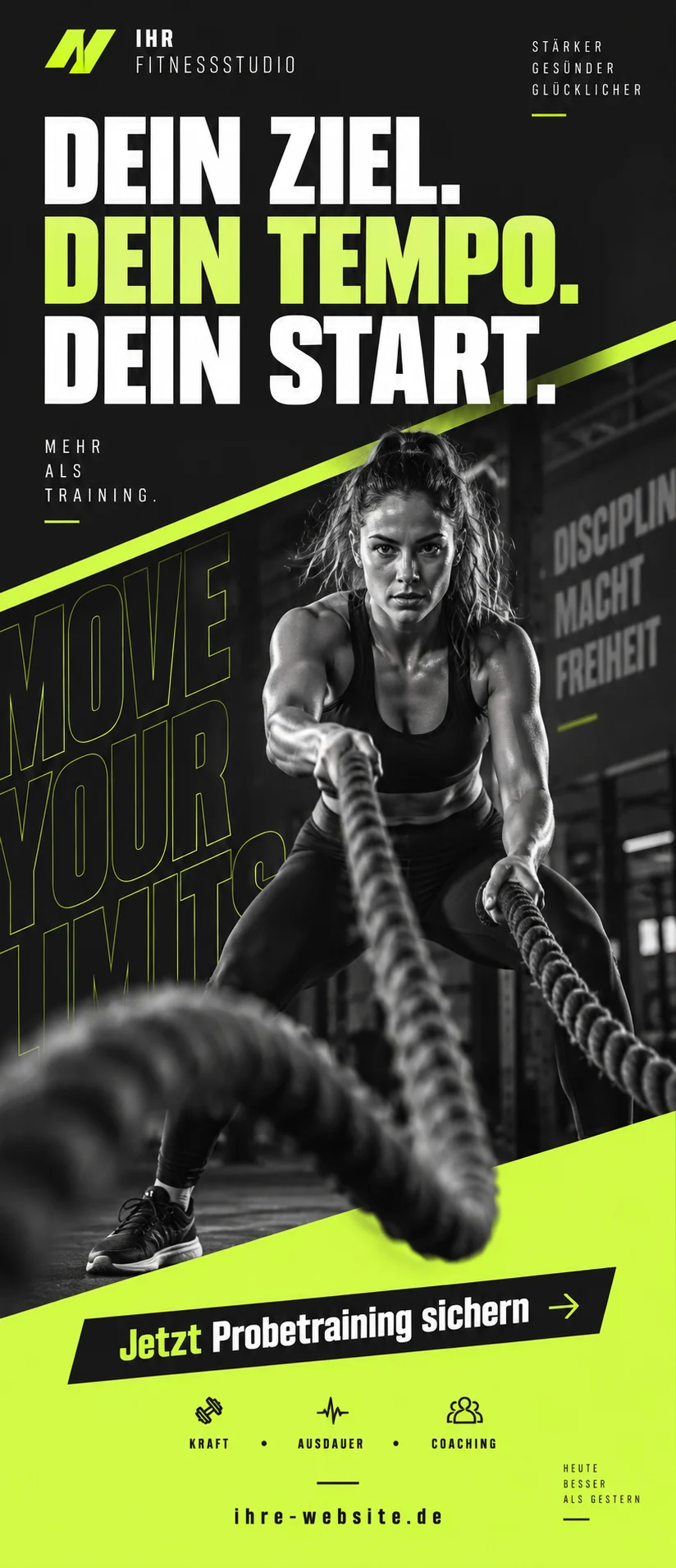 Dein Ziel. Dein Tempo. Dein Start. – Designentwurf für Fitness