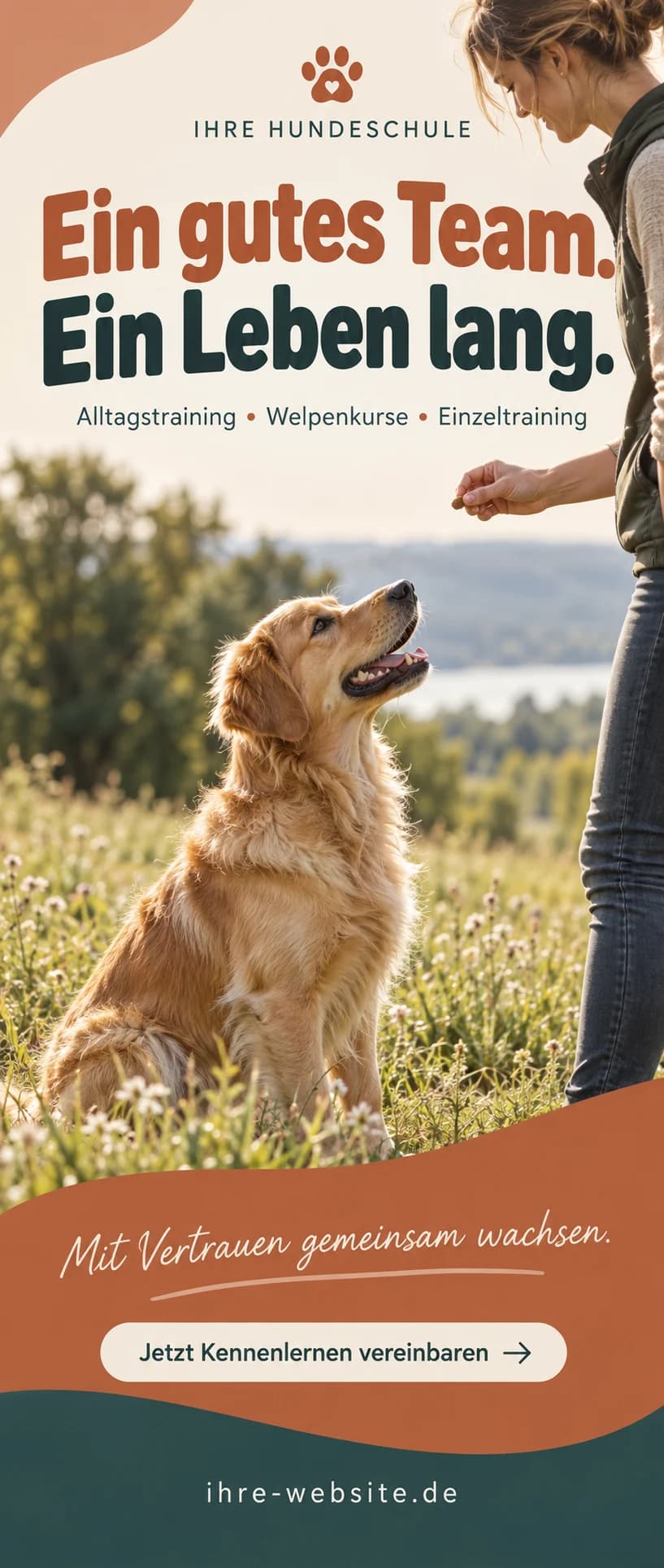 Ein gutes Team. Ein Leben lang. – Designentwurf für Hundeschule