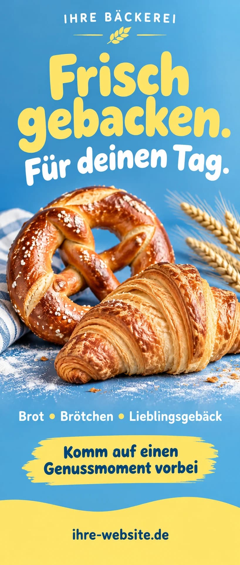 Frisch gebacken. Für deinen Tag. – Designentwurf für Bäckerei