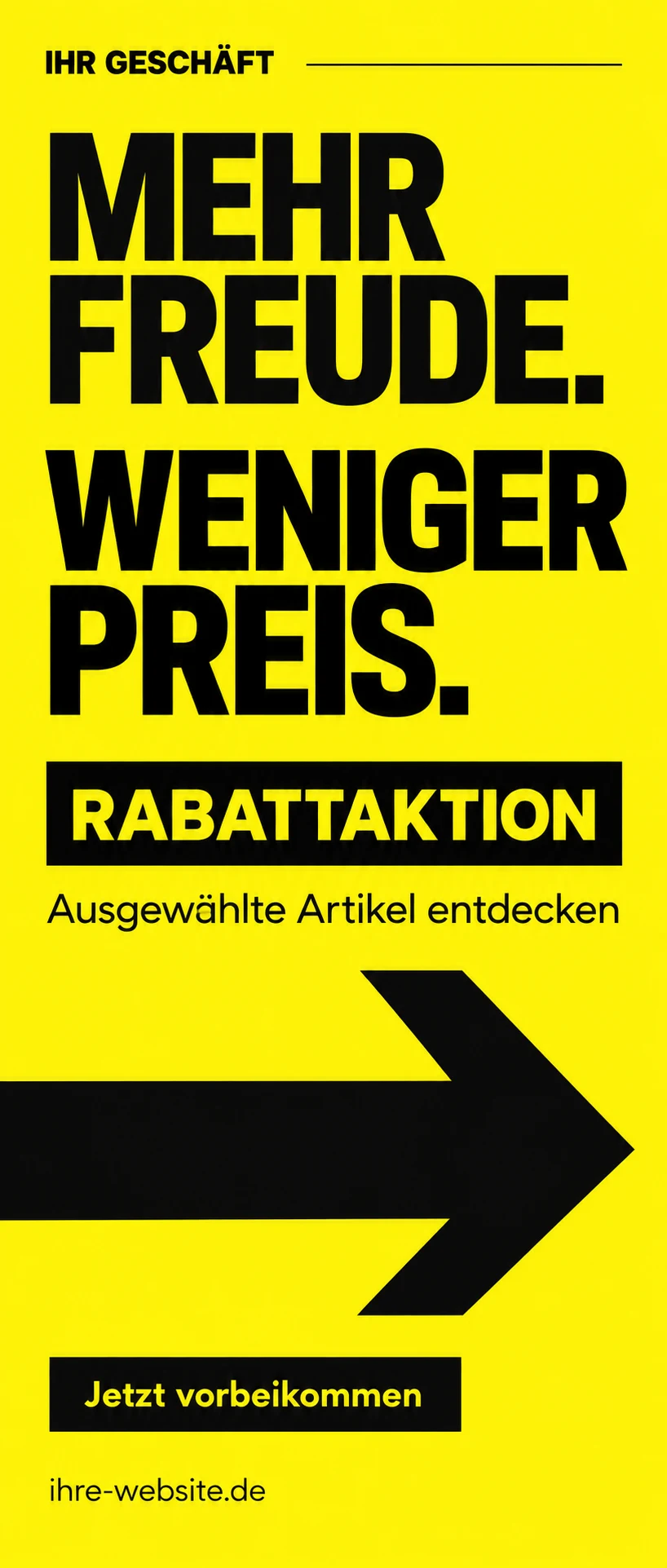 Rabattaktion – Gelb & Schwarz – Designentwurf für Rabatt & Sale