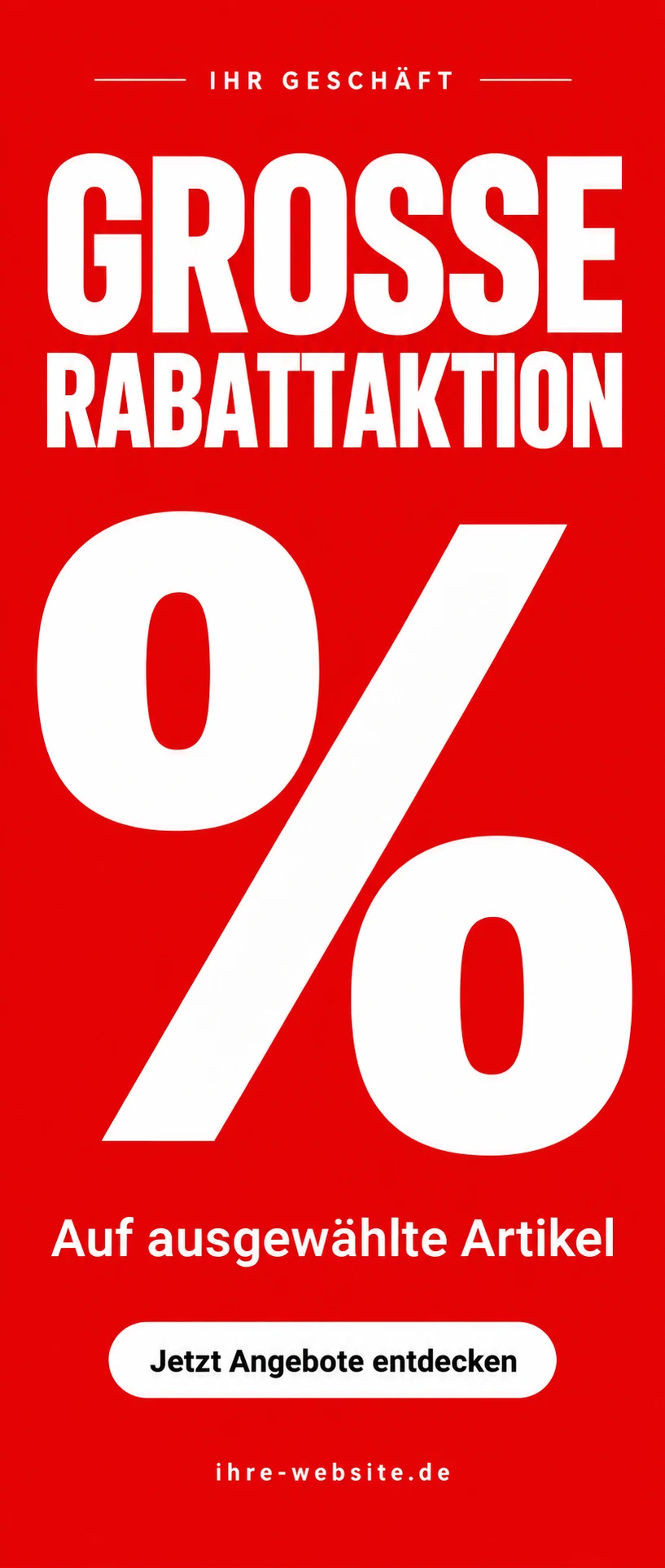 Große Rabattaktion – Prozent Rot – Designentwurf für Rabatt & Sale