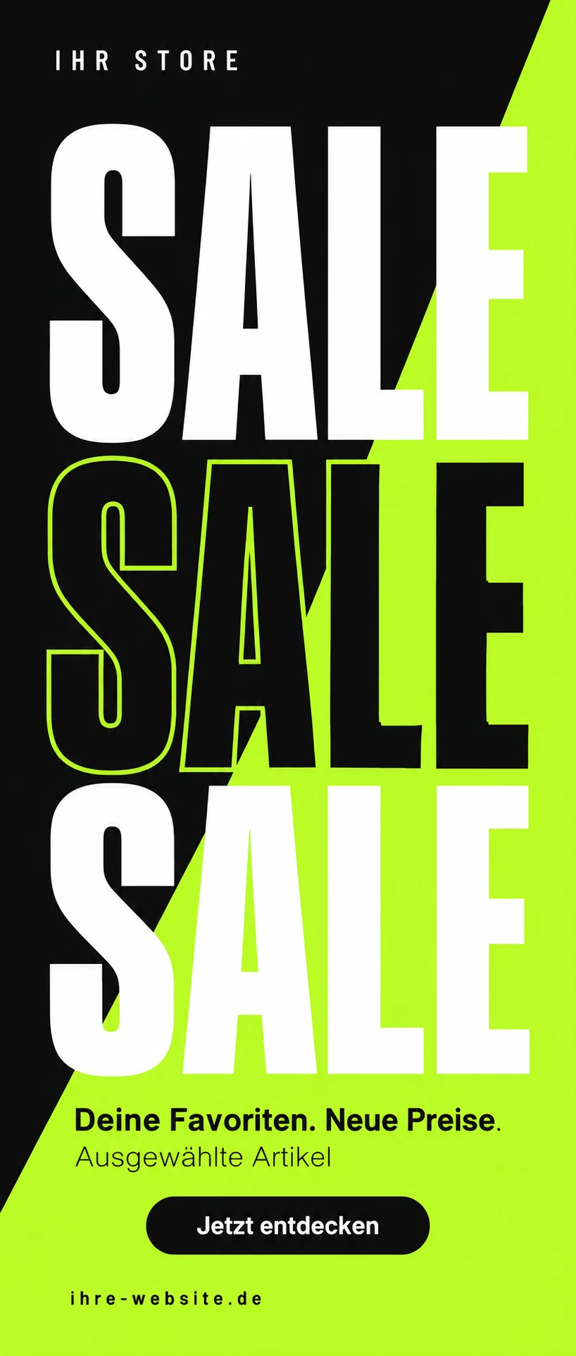 Sale – Schwarz & Limette – Designentwurf für Rabatt & Sale